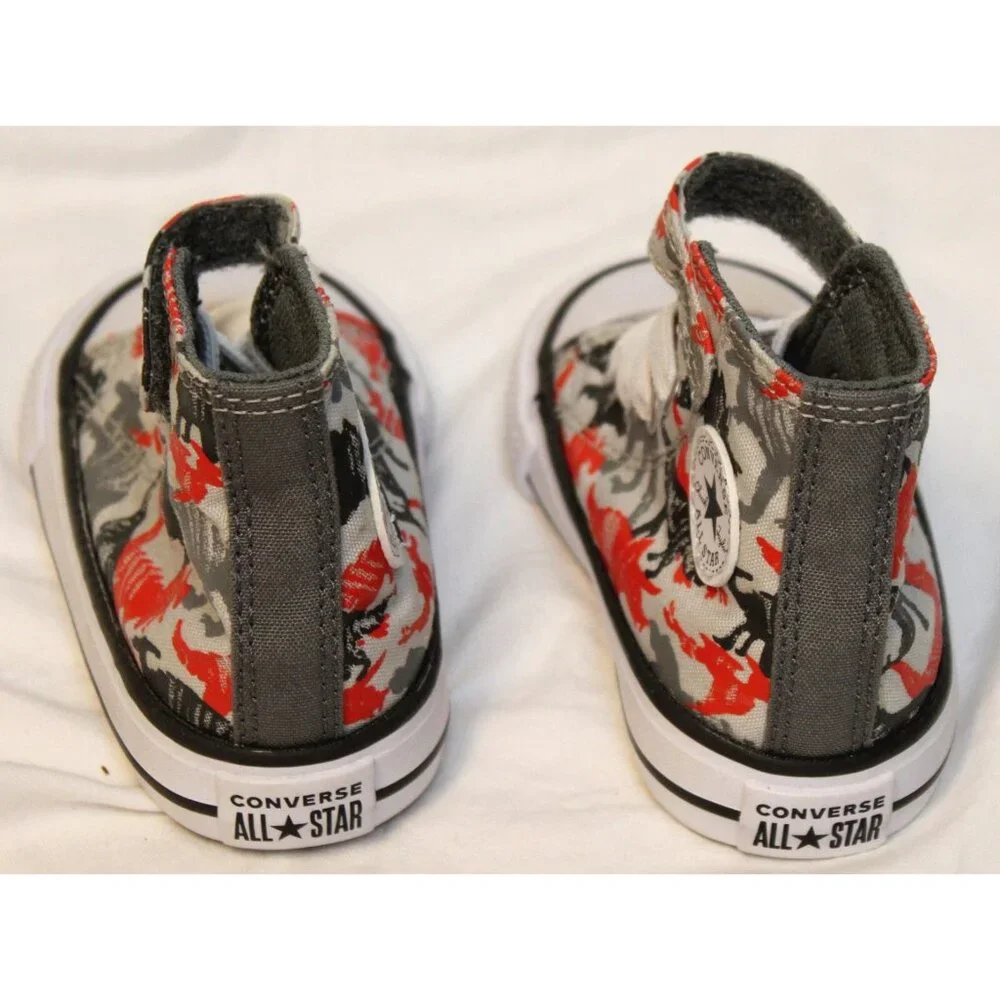 Converse Toddler Boy Dino Shoes sz 4 Sneakers Hi Top All Star Chuck Taylor Ankle